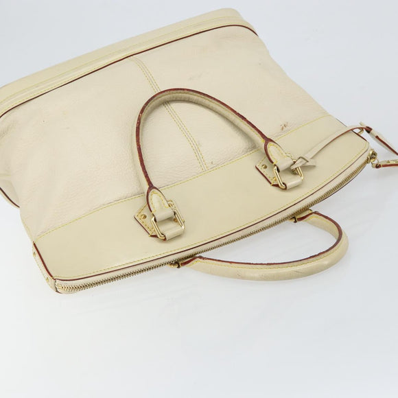 LOUIS VUITTON Suhari Lockit MM Hand Bag Leather White M91874 LV Auth BA6191