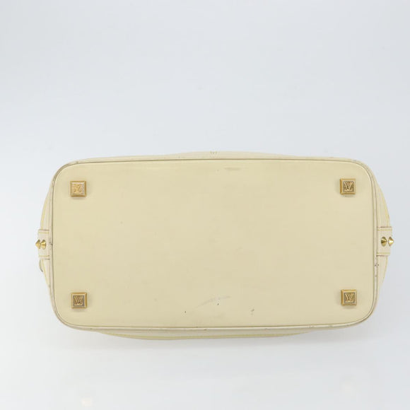 LOUIS VUITTON Suhari Lockit MM Hand Bag Leather White M91874 LV Auth BA6191