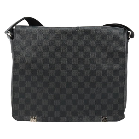LOUIS VUITTON Damier Graphite District MM Shoulder Bag N41272 LV Auth BA6198