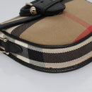 BURBERRY Nova Check Shoulder Bag Canvas Leather Beige Black gold Auth BA620-9