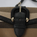 BURBERRY Nova Check Shoulder Bag Canvas Leather Beige Black gold Auth BA620-10