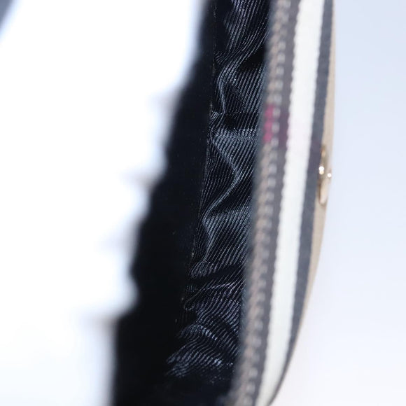 BURBERRY Nova Check Shoulder Bag Canvas Leather Beige Black gold Auth BA620