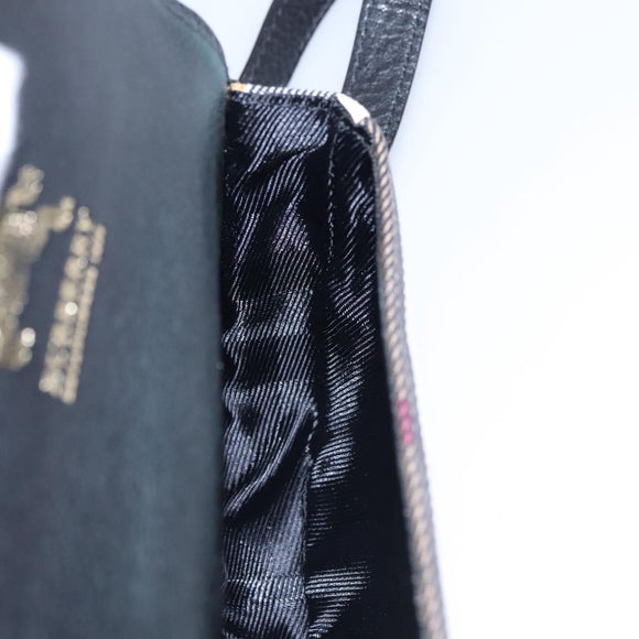 BURBERRY Nova Check Shoulder Bag Canvas Leather Beige Black gold Auth BA620