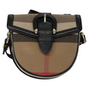 BURBERRY Nova Check Shoulder Bag Canvas Leather Beige Black gold Auth BA620-13