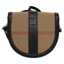 BURBERRY Nova Check Shoulder Bag Canvas Leather Beige Black gold Auth BA620-2