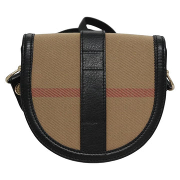BURBERRY Nova Check Shoulder Bag Canvas Leather Beige Black gold Auth BA620 - 0