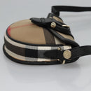 BURBERRY Nova Check Shoulder Bag Canvas Leather Beige Black gold Auth BA620-3