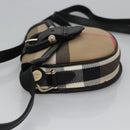 BURBERRY Nova Check Shoulder Bag Canvas Leather Beige Black gold Auth BA620-4