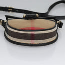 BURBERRY Nova Check Shoulder Bag Canvas Leather Beige Black gold Auth BA620-5