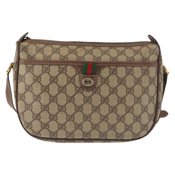 GUCCI GG Supreme Web Sherry Line Shoulder Bag PVC Beige 89 02 077 Auth BA6200