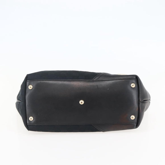 GUCCI GG Canvas Abbey Tote Bag Black Gold 169946 Auth BA6201