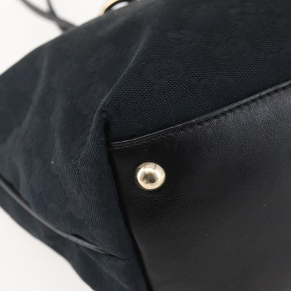 GUCCI GG Canvas Abbey Tote Bag Black Gold 169946 Auth BA6201