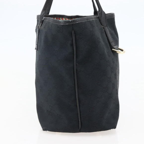 GUCCI GG Canvas Abbey Tote Bag Black Gold 169946 Auth BA6201