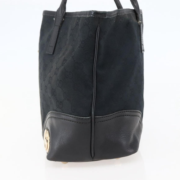 GUCCI GG Canvas Abbey Tote Bag Black Gold 169946 Auth BA6201