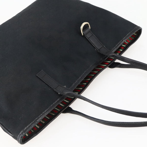 GUCCI GG Canvas Abbey Tote Bag Black Gold 169946 Auth BA6201