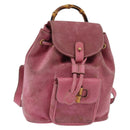 GUCCI Bamboo Backpack Suede Pink Gold 003 2034 0030 Auth BA6202-1