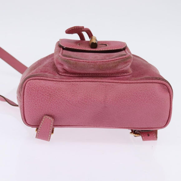 GUCCI Bamboo Backpack Suede Pink Gold 003 2034 0030 Auth BA6202