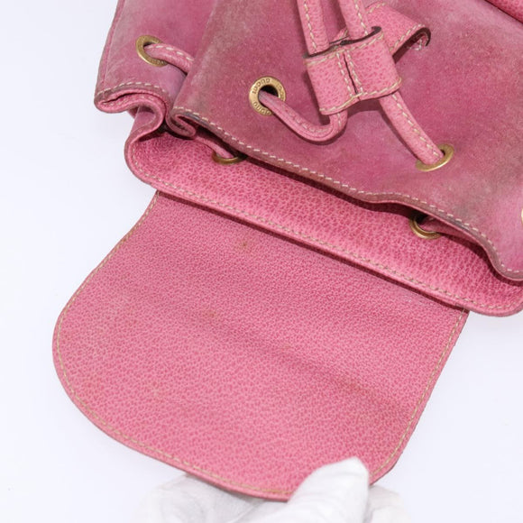 GUCCI Bamboo Backpack Suede Pink Gold 003 2034 0030 Auth BA6202