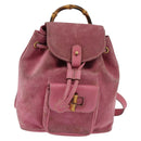 GUCCI Bamboo Backpack Suede Pink Gold 003 2034 0030 Auth BA6202-2
