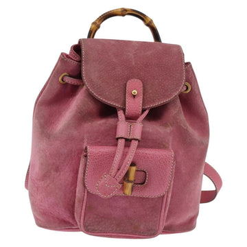 GUCCI Bamboo Backpack Suede Pink Gold 003 2034 0030 Auth BA6202 - 0