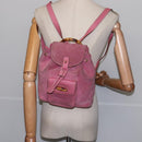 GUCCI Bamboo Backpack Suede Pink Gold 003 2034 0030 Auth BA6202-23