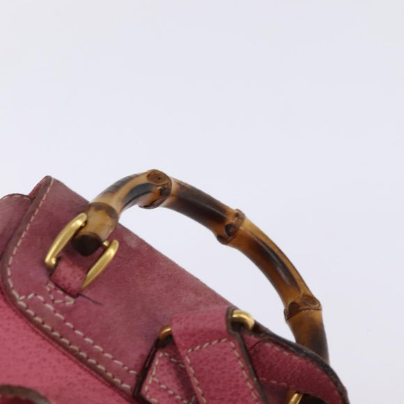GUCCI Bamboo Backpack Suede Pink Gold 003 2034 0030 Auth BA6202
