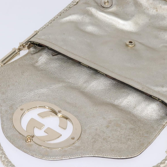 GUCCI Interlocking Shoulder Bag Leather Champagne Gold 167732 Auth BA6203