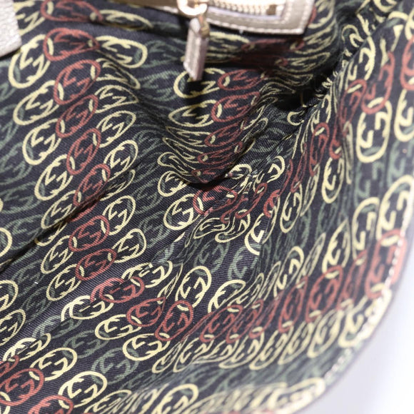 GUCCI Interlocking Shoulder Bag Leather Champagne Gold 167732 Auth BA6203