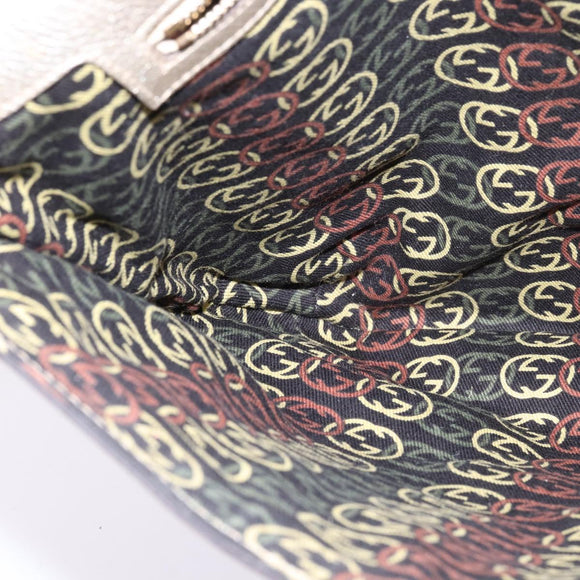 GUCCI Interlocking Shoulder Bag Leather Champagne Gold 167732 Auth BA6203