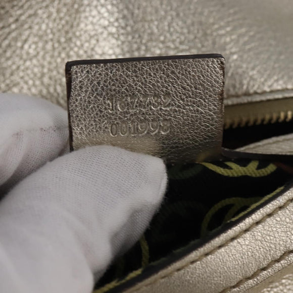 GUCCI Interlocking Shoulder Bag Leather Champagne Gold 167732 Auth BA6203