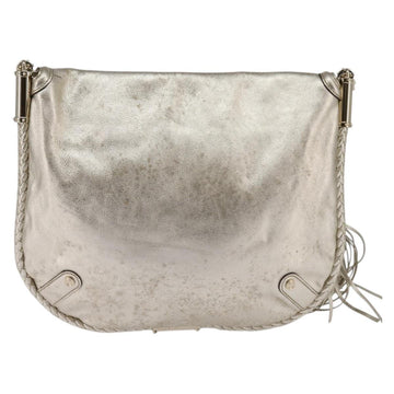 GUCCI Interlocking Shoulder Bag Leather Champagne Gold 167732 Auth BA6203 - 0