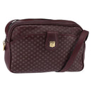 CELINE Macadam Canvas Shoulder Bag Bordeaux Gold Auth BA6206-1