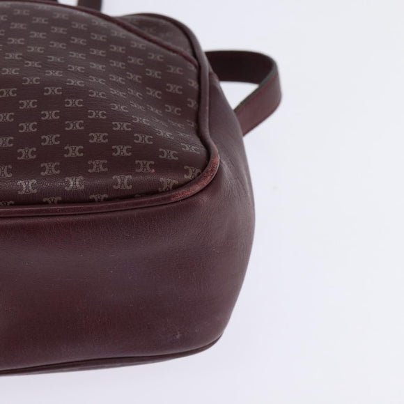 CELINE Macadam Canvas Shoulder Bag Bordeaux Gold Auth BA6206