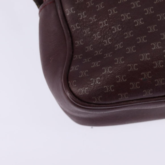 CELINE Macadam Canvas Shoulder Bag Bordeaux Gold Auth BA6206