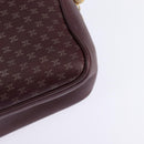 CELINE Macadam Canvas Shoulder Bag Bordeaux Gold Auth BA6206-16