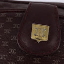 CELINE Macadam Canvas Shoulder Bag Bordeaux Gold Auth BA6206-10