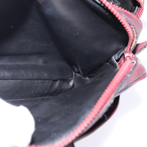 CELINE Macadam Canvas Shoulder Bag Bordeaux Gold Auth BA6206