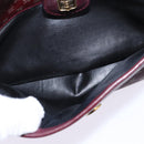 CELINE Macadam Canvas Shoulder Bag Bordeaux Gold Auth BA6206-12