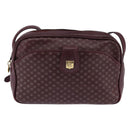 CELINE Macadam Canvas Shoulder Bag Bordeaux Gold Auth BA6206-13