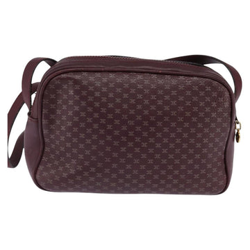 CELINE Macadam Canvas Shoulder Bag Bordeaux Gold Auth BA6206 - 0