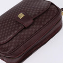 CELINE Macadam Canvas Shoulder Bag Bordeaux Gold Auth BA6206-6
