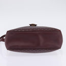CELINE Macadam Canvas Shoulder Bag Bordeaux Gold Auth BA6206-5