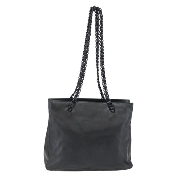 PRADA Shoulder Bag Leather Black Auth BA6207