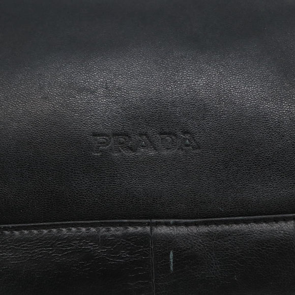 PRADA Shoulder Bag Leather Black Auth BA6207