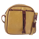 CARTIER Shoulder Bag Leather Beige Gold Auth BA6209-1