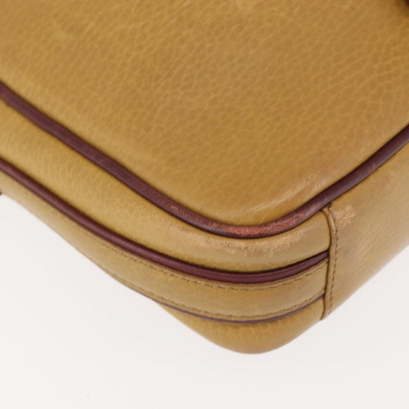 CARTIER Shoulder Bag Leather Beige Gold Auth BA6209