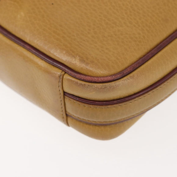 CARTIER Shoulder Bag Leather Beige Gold Auth BA6209