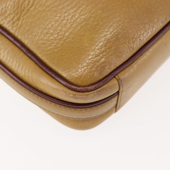 CARTIER Shoulder Bag Leather Beige Gold Auth BA6209