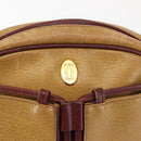 CARTIER Shoulder Bag Leather Beige Gold Auth BA6209-17