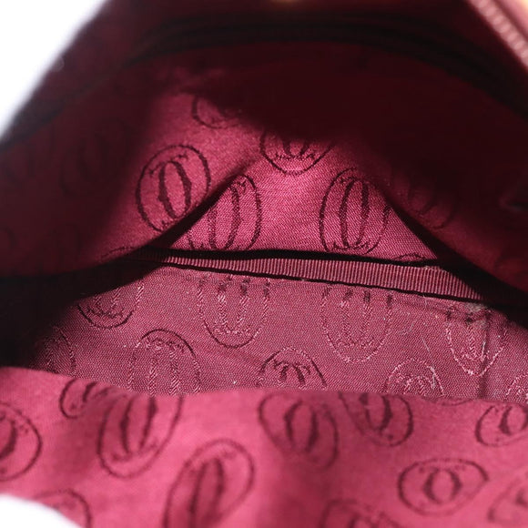 CARTIER Shoulder Bag Leather Beige Gold Auth BA6209